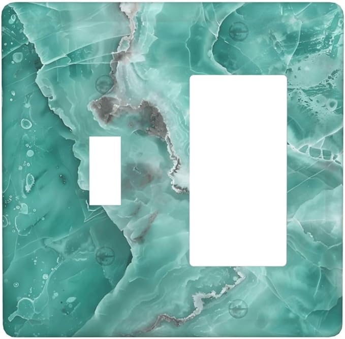 Turquoise Green Tiles Abstract Luxurious Print Outlet Covers 1 Toggle 1 Rocker Combination Decorative Wall Plate Electrical Switch Plates Light Switch Cover Plate for Bathroom Kitchen Decor