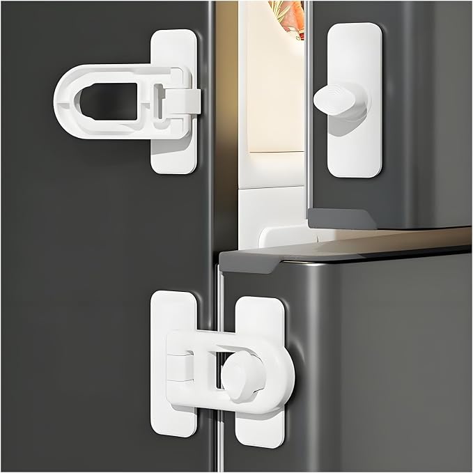 4 Pack Child Proof Cabinet Locks,Baby Proofing Locks for Cabinets, Oven, Freezer & More,Easy to Install, No Drill, Secure Adhesive (White)