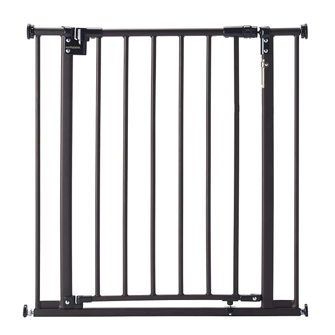 Toddleroo by North States - Light the Way Baby Gate: Metal Safety Gate for Stairs & Doorways with Light Sensing LED - Adjustable 28.5 to 38.25 Inches Wide - 29.3 Inches Tall - Matte Bronze
