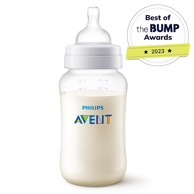 Philips Avent Anti-Colic Baby Bottles, 11oz, with Flow 3 Nipples, 3m+, 4pk, Clear, SCY106/04 (Pack of 6)