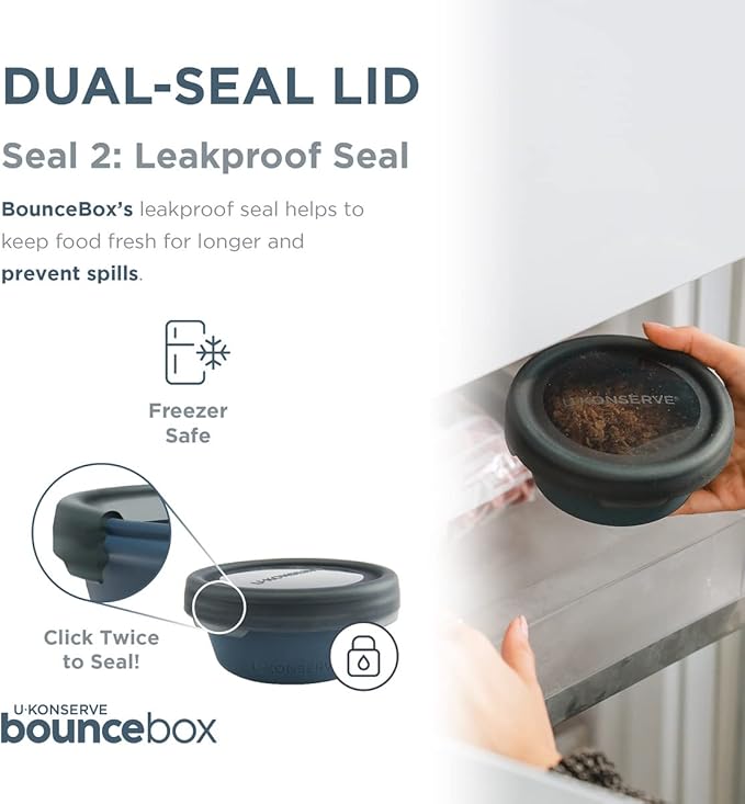 U Konserve Platinum Silicone Food Storage Bento Box Dual Seal Container - Leak Proof, Shatter Proof, Dishwasher Safe, Plastic Free - 8oz (Seafoam)