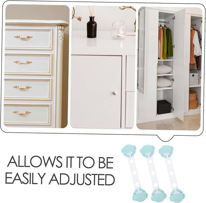 3pcs Boy Girl Safety Cabinet Locks Durable Soft Easy Install Proofing Furniture Locks for Cabinets Fridge Green Prevents Access to Harmful Items