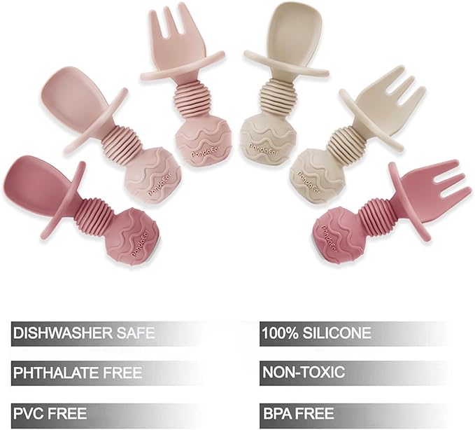 PandaEar 8PCS Baby Feeding Set ＆ 6 Pack Silicone Baby Spoons