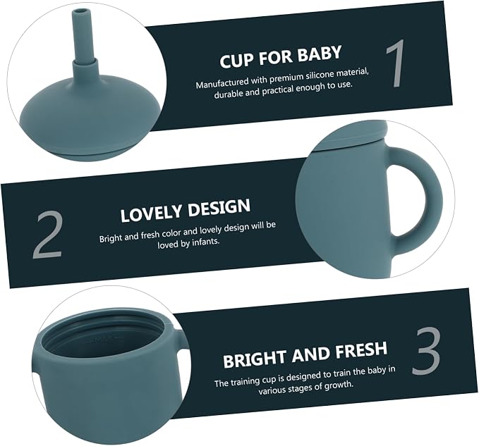 1Pc Silicone Drinking Cup with Straw Leak Training Cup for Months Smoky for Boys Learn Independence