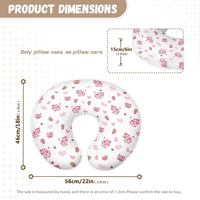 Western Cow Print Nursing Pillow Cover Baby Boy Girl Gender Breastfeeding Slipcover Infant Newborn Nursery Bottle Pillowcase-Pink
