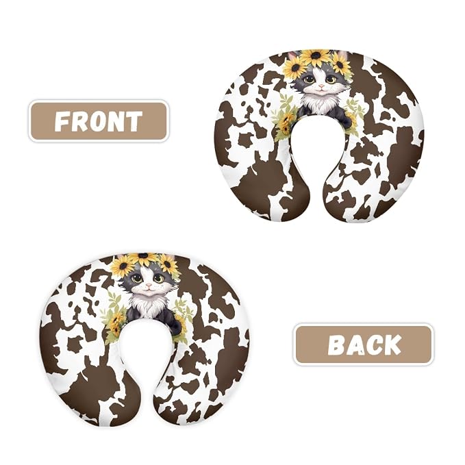 Forchrinse Sunflower Cat Bronze Cow Nursing Pillow Cover for Baby Boys Girls,Soft Breastfeeding Pillow Cover Washable Infant Feeding Cushion Cover Easy to Clean
