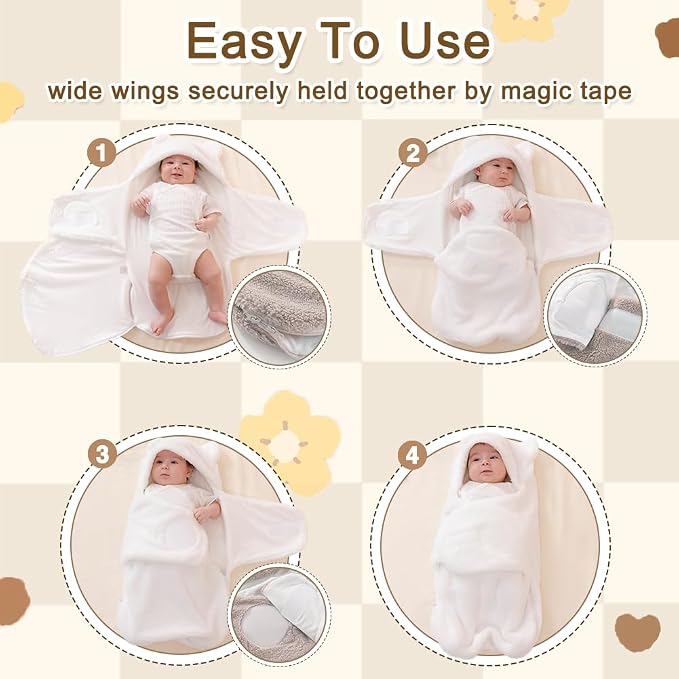 AiWMGL Baby Winter Fleece Swaddle Blanket 0-3 Months Boys Girls Warm Adjustable Newborn Swaddling Wrap Soft Plush Sleeping Sacks