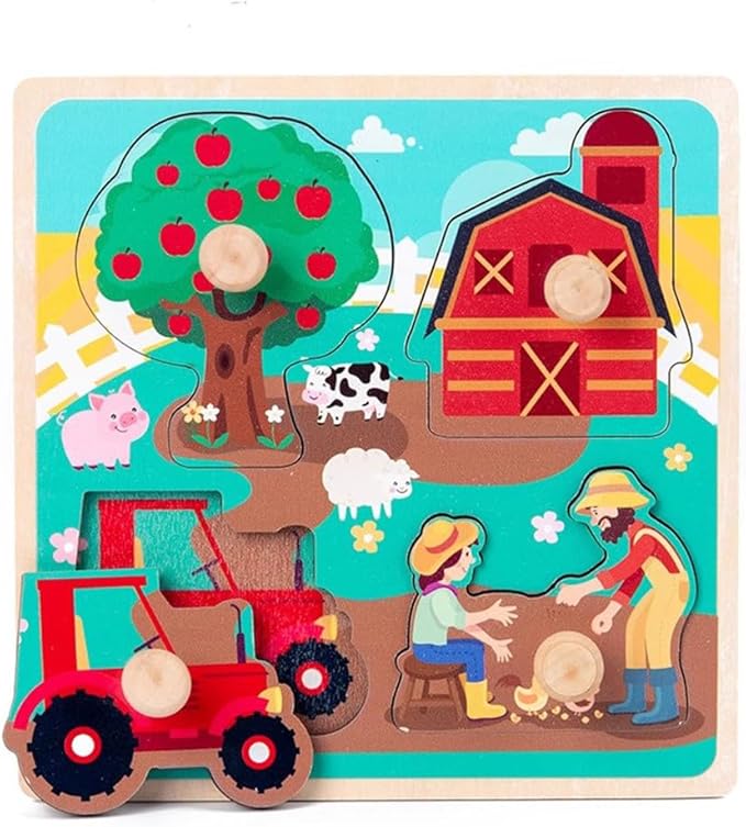 Montessori Wooden Peg Puzzles for Kids, Learning Puzzles for Early Education