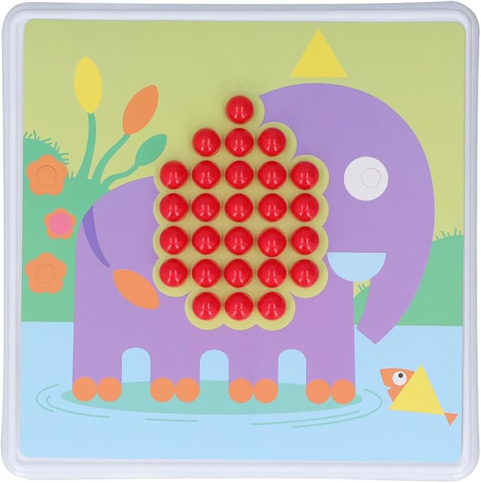 CCYLEZ Mushroom Nail Puzzle Board, Colorful Pegboard Toy Set for Kids Develop Fine Motor Skills Hand Eye Coordination with 240 Pegs 8 Cards Storage Bag Safe Plastic Material