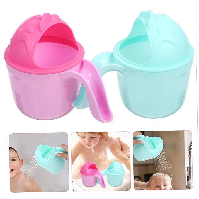 BESPORTBLE 2pcs Baby Bath Rinse Cup Set for Kids Tear-Free Shampoo Rinser for Baby Bathing Soft Lightweight Plastic Shower Cup for Boys and Girls