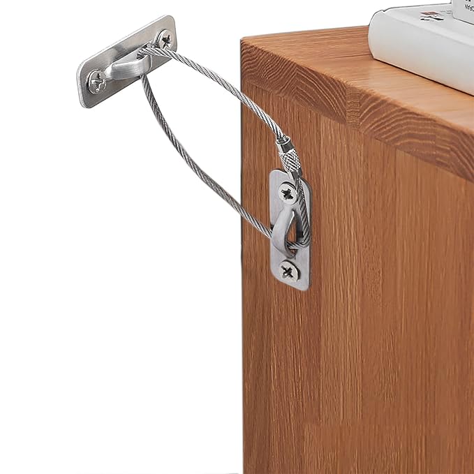 6 Pack Furniture Anchors Kit for Baby Proofing, Furniture Straps Use to Prevent Falling and Anti Tip, Dresser Or Cabinet to Wall Anchors, 8in