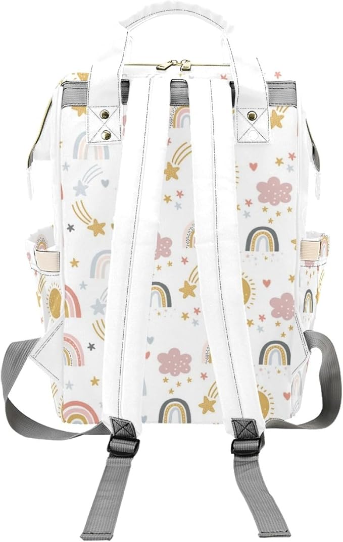 Custom Baby Diaper Bags with Name, Rainbow Personalized Diaper Bag Backpack Mommy Bag Diaper Nappy Bags Casual Daypack Travel Shoulder Bag for Mom Dad Multi Color