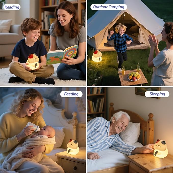 Cat Night Light for Kids, Squishy Silicone Cat Night Lamp, 7 Colors 3 Dimmable LED Night Light Nursery Decor, Toddler Night Lights for Bedroom, Rechargeable Nightlight Room Decor, Gifts for Girls Boys