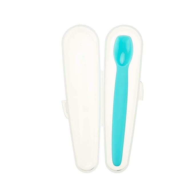 Innobaby Silicone Baby Spoon with Carrying Case Gum Friendly, Aqua
