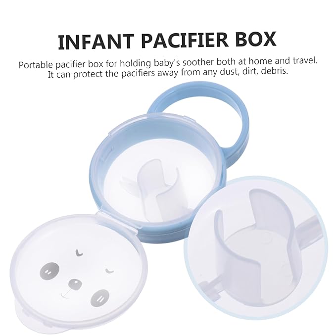 ERINGOGO 2Pcs Portable Cartoon Storage Container with Carry Loop Durable Material Pacifier Case for Home and Travel Keeps Pacifiers Clean and Tidy