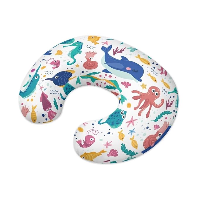 Cartoon Ocean Nursing Pillow Cover Slipcover, Breastfeeding Newborn Infant Feeding Cushion Cover Pillow Slipcovers for Breastfeeding Moms