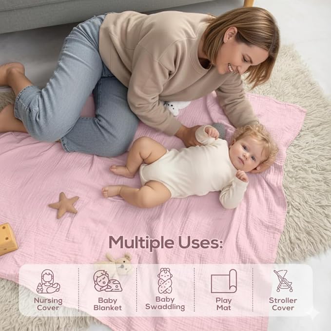 Muslin Swaddle Baby Blanket for Boys and Girls, 100% Cotton, Swaddles for Newborns, 47"x47", Soft Breathable Skin Friendly Warm ??Pack of 2