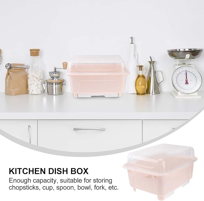 Operitacx Baby Bottle Drying Rack Kitchen Drain Rack Dish Drying Bowl Chopsticks Drainer Holder Dishes Organizer Tableware with Lid Cover for Restaurant Kitchen Home