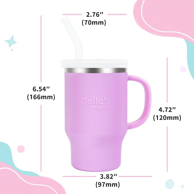 Handy Mini Tumbler, 9 oz Sippy Cups for Toddlers 1-3, Stainless Interior, Leak‑Proof Toddler Cups, Birthday Gifts for 1 Year Old Girls Boys, Baby Girl Essentials, 2 Pack, Lilac Peony