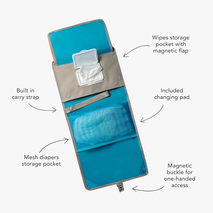Huhu Baby Changing Wallet ??Compact, Portable Diaper Changing Pad for Travel ??Easy to Clean, Foldable Changing Mat ??Must Have Diaper Bag Accessory for New Parents (Daybreak Taupe)