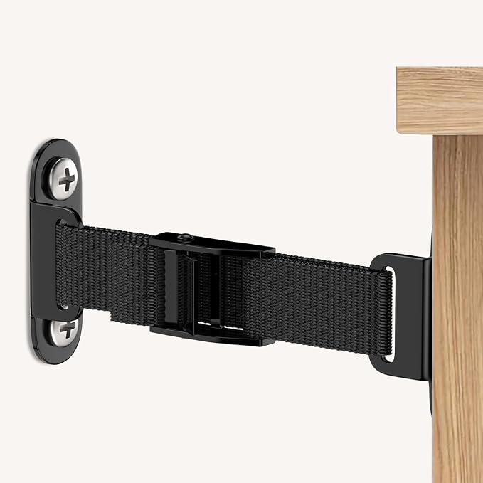 Anti Tip Furniture Anchors (2 Sets),Heavy Duty Furniture Wall Anchor,Adjustable Earthquake Straps,Furniture Anchors for Baby Proofing.