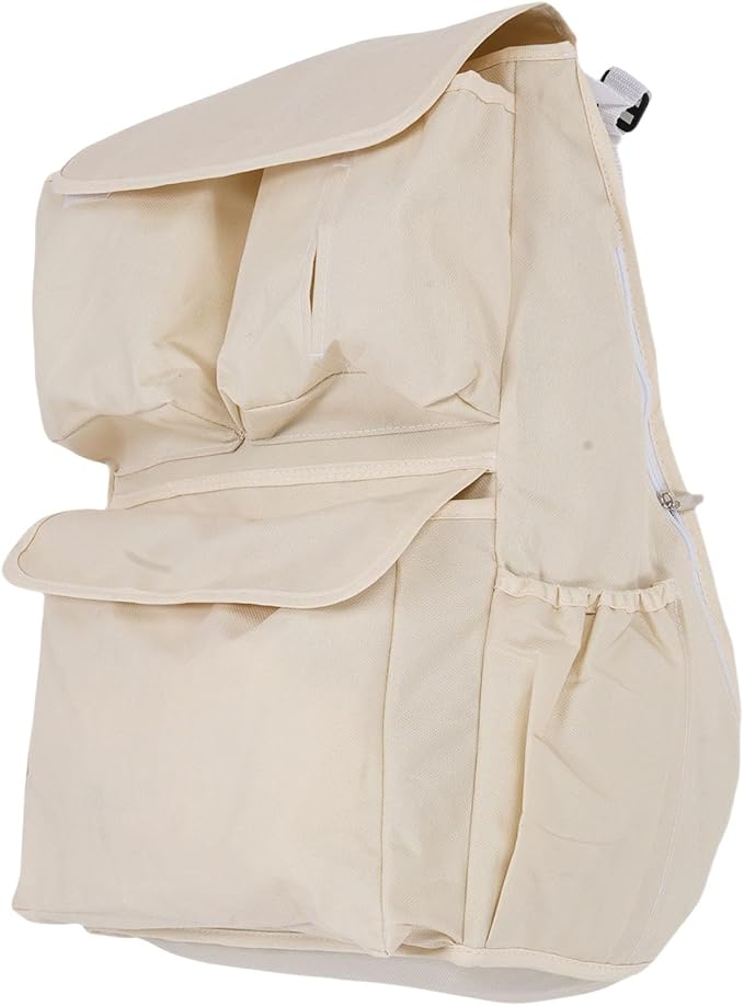Buachois Stroller Hanging Bag, Universal Baby Stroller Organizer with Multiple Pockets and Cup Holder, Oxford Cloth Storage Caddy for Diapers Bottles Toys Accessories (Beige)