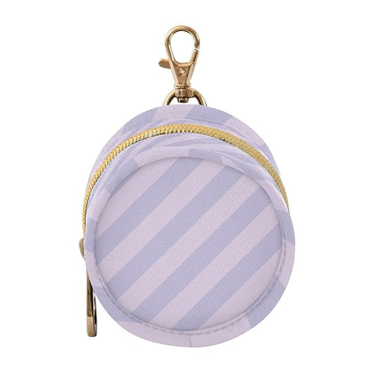 Pacifier Holder with Clip Pacifier Case for Diaper Bag Round Baby Pacifier Pouch Box Bag Portable Purple Diagonal Stripes