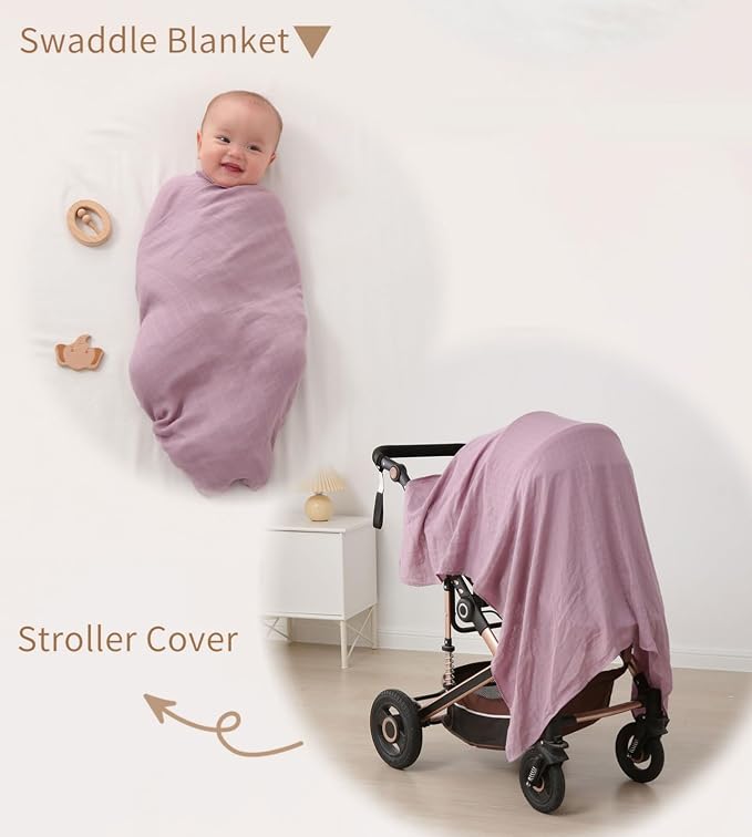 insular Muslin Swaddle Blanket (Red&Purple)