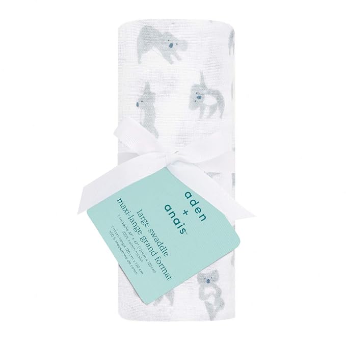 aden + anais Swaddle Blanket, Boutique Muslin Blankets for Girls & Boys, Baby Receiving Swaddles, Ideal Newborn & Infant Swaddling Set, Perfect Shower Gifts, Single, Now + Zen-Koalas