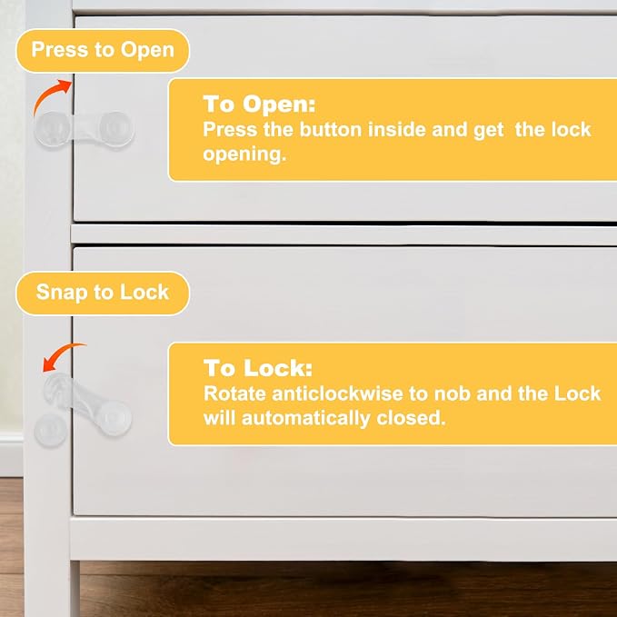 8 Packs Cabinet Door Locks for Baby Proof and Child Safety Cabinet Locks with Adhesive for Drawer Cupboards Fridge Closet Pantry Childproof Safety Locks for Protecting Kids