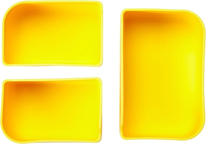 LunchBots Build -a- Bento Lunch Box, Silicone Bento Box for Kids, Multi-Compartment Lunch Container, Oven & Dishwasher Safe, BPA Free, 28 oz - Yellow