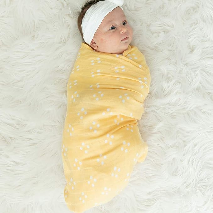 GRACED SOFT LUXURIES Muslin Swaddle Blankets | Breathable, Luxury, Soft & Decorative Baby Swaddle Blanket | Floral Burst/Diamond Dot, 2-Pack - 47" x 47"