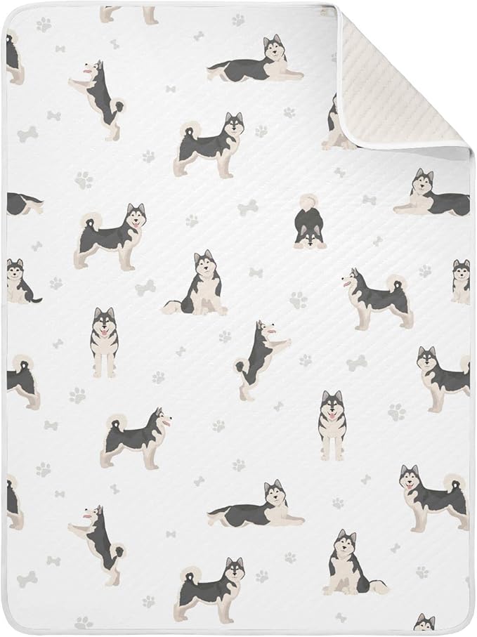 Ollabaky Malamute Dogs Baby Blanket for Boys Girls Cotton Throw Blanket Swaddle Blanket for Crib Stroller Nursery Receiving Blanket Infant Toddler Unisex 30"x40"
