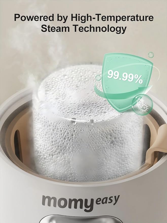 MOMYEASY Fast 2-Minute Baby Bottle Warmer - Steam Heating for Breastmilk & Formula, Fits All Bottles, Precise Temp Control with Timer, Auto Shut-Off