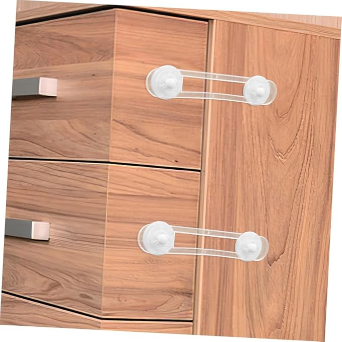 OSALADI 4pcs Cabinet Locks for Babies Proofing Drawers Safety Child Locks Adjustable Childproof Latch for Knob Handle on Kitchen Door Storage Cupboard Closet
