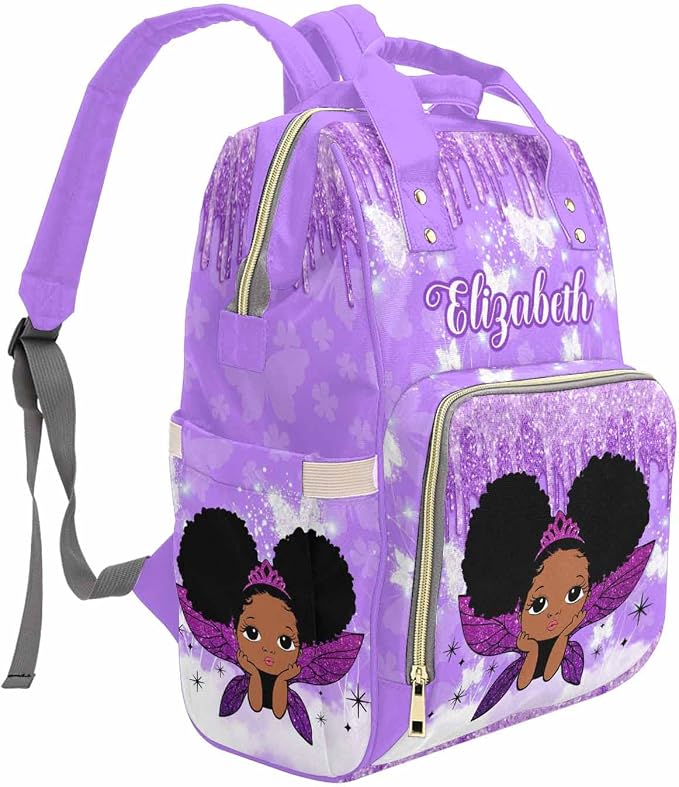 M YESCUSTOM Custom Name Mommy Backpack with Butterfly Personalized Changing Bags for Women Customized Nursing Travel Nappy Bags