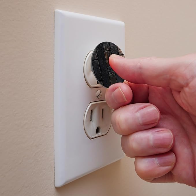 Dark Grey Wooden Outlet Covers (12 or 24 Pack) - Child Safety Electric Plug Protectors to Prevent Power Shock