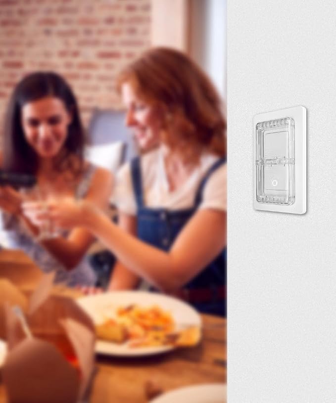 Light Switch Guard for Screwless Wall Plate, ILIVABLE Child Proof Self-Adhesive Rocker Switches Cover Prevents Kids or Accidental Turned On/Off Switch While Allowing Access (Clear, 1 Pack)