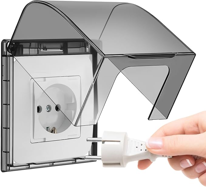 UKCOCO Flip Weatherproof Outlet Cover: Clear Waterproof Plastic Socket Protector for Home Office Bathroom, Child Safety Electrical Outlet Cover for 86-Type Socket, Easy Installation