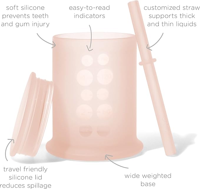 Olababy Silicone Training Cup with Straw Lid Bundle 5oz Coral + 5oz Lilac