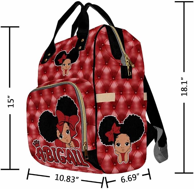 InterestPrint Custom Name Diaper Bag Customized Red Princess Nappy Bags Personalized Nursing Bags with Name Backpack Shoulders Bag Casual Daypack Travel Bag for Women