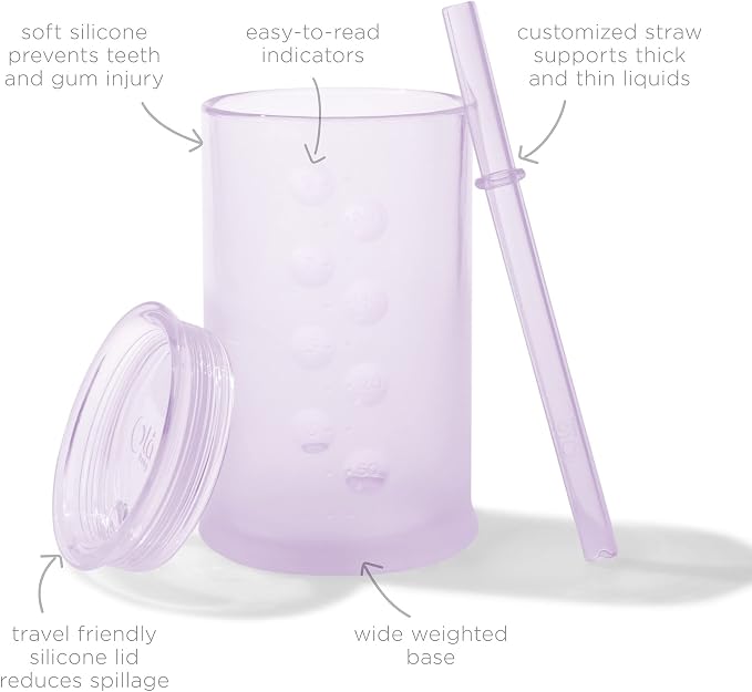 Olababy Silicone Training Cup with Straw Lid Bundle 5oz Lemon + 9oz Lilac