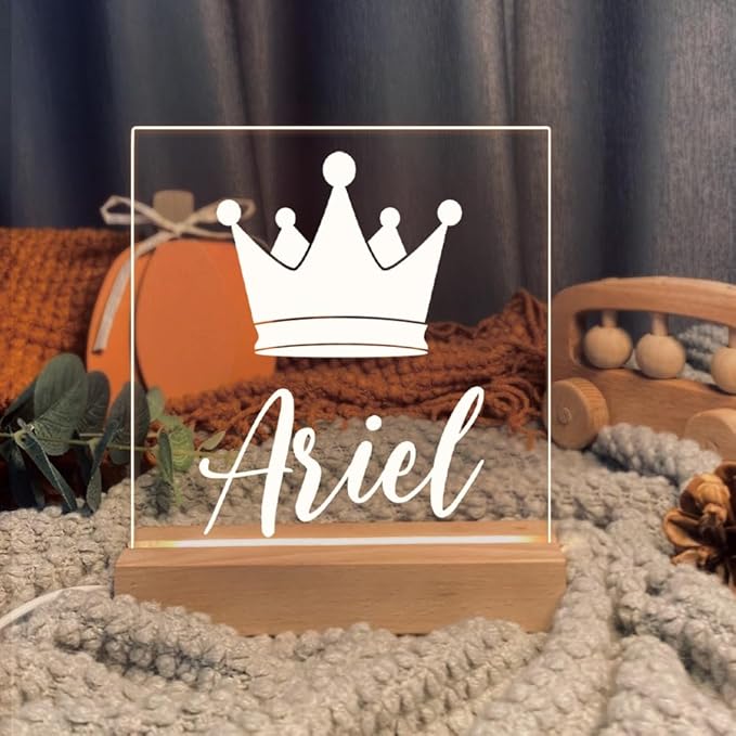 Personalized Night Light for Baby Kids, Custom Name Crown Led Lamp for Girls Boys, Customized Name Night Lights Gift for Children Nursery