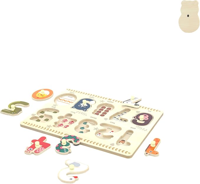 Puzzles for Toddlers 2-4, Wooden Puzzle for Toddlers, Wood Peg Puzzle for Preschool Kids, Number Learning Puzzles Baby Board Toys, 1 2 3 Shape Knob Puzzle for Girls Boys 18Months and Up
