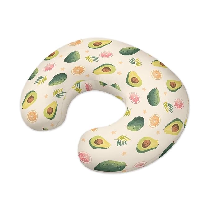 Green Avocado and Orange Nursing Pillow Cover Ultra Soft Comfortable Newborn Nursing Pillow Case Stretchy Replaceable Pillow Cover Slipcover