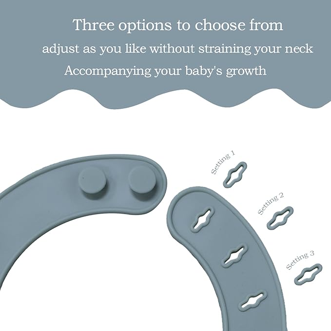 Silicone Baby Bibs ??Adjustable, Soft, Waterproof & Durable, with Large Food-Catching Pocket, Feeding-Friendly