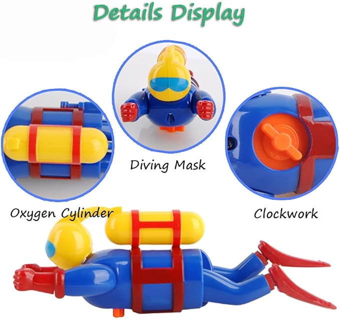 Miracland Wind-Up Scuba Diver Bath Toy ??Clockwork Swimming & Diving Action, Battery-Free Bathtub/ Pool Frogman Figure, BPA-Free STEM Gift (Diver)