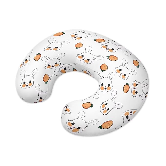 Rabbit and Carrot Nursing Pillow Cover for Baby Boy Girl Breastfeeding Nursing Pillow Slipcovers Super Soft Stretchy Replaceable Pillow Cover Slipcover