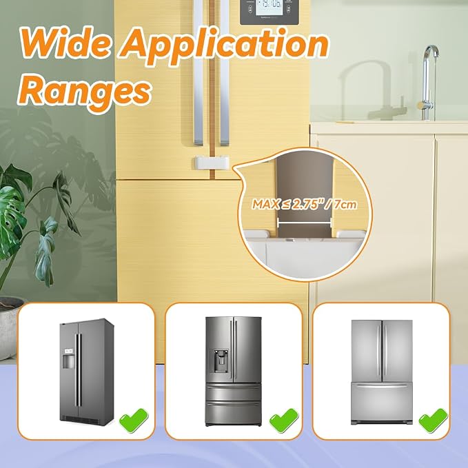 SAFELON 2 Pcs Baby Safety French Fridge Door Lock, Childproof Double Door Refrigerator Lock, Cabinet Cupboard Lock for Toddlers & Babies, Easy to Install (White)