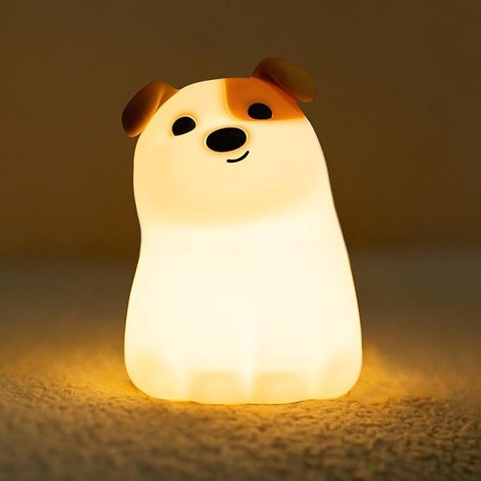 Night Light for Kids, 7 Colors Rechargeable Cute Soft Silicone Puppy Lamp with Timer, Dimmable Nursery Night Lights Kawaii Room Decor, Silicone Night Light Gift for Baby Toddlers Boys Girls (RGB)
